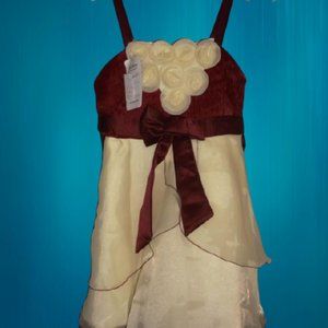 Red & White Wedding Flower Girl Party Dress Girl's Size 6-7 NWT